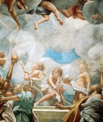 Efebos y apóstol, detalle de la Asunción de la Virgen