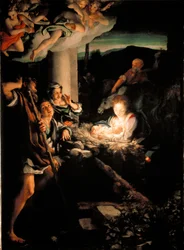 Noche santa (Natividad). Pintura de Antonio Allegri, llamado Il Correggio (El Correggio)