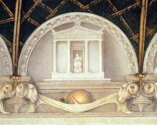 Luneta mostrando el Templo de Júpiter, fresco de Antonio Allegri Da Correggio (1489-1534) Cámara de la Abadesa, Monasterio de San Paolo, Parma, Italia