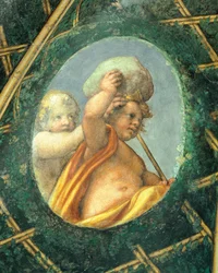 Ovate con querubines, fresco de Antonio Allegri Da Correggio (1489-1534) Cámara de la Abadesa, Monasterio de San Paolo, Parma, Italia