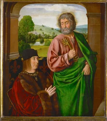 Pierre II, sire de Beaujeu, duque de Borbón, presentado por San Pedro ...