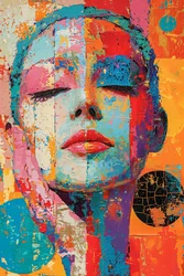 Una mujer cara lienzo minimalista escultórico abstracto sci fi surrealismo