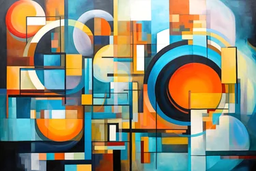 Abstracto geométrico Fusión Colores brillantes en óleo y acrílico decoración de arte de la pared