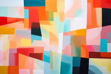 Impresiones horizontales sobre lienzo: Acrílico geométrico abstracto fusión colores brillantes