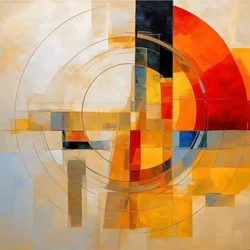 Rojo Amarillo Azul Círculo Lienzo Abstracto, pared moderna Decoración para el hogar