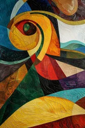 Vidrieras abstractas de colores, inspiración Picasso, decoración de pared para dormitorio