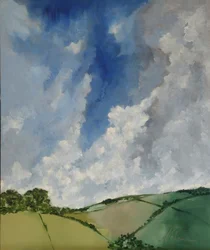 Paisaje de colinas y nubes