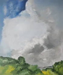 Paisaje con nubes arremolinadas
