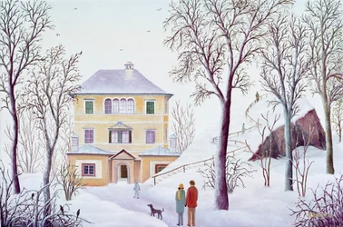 Palacio mensual de Hellbrunn en invierno