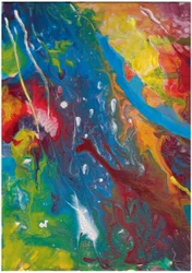 Resumen: Pintura acrílica fluida en rojo, azul y amarillo
