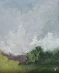 Remolino de viento sobre un seto de lavanda