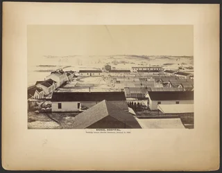 Hospital Sickel, mirando hacia el Seminario Fairfax, 5 de enero de 1864.