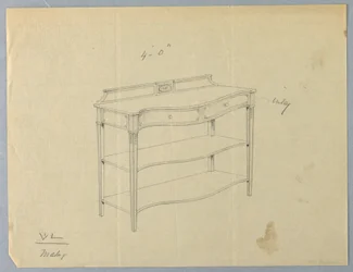 Diseño para Mesa de Servicio Oblonga con Dos Estantes