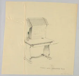 Diseño para mesa con estante para periódicos