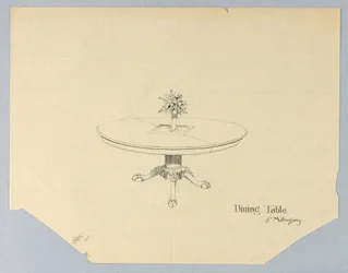 Diseño para una Mesa de Comedor de Caoba con un Florero