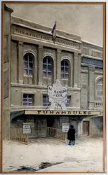 Vista del Teatro des Funambules en el bulevar del Crimen (bulevar del Temple en París). Acuarela de Adolphe (1828-1883) París. Museo Carnavalet