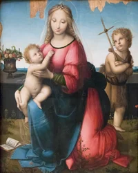 Virgen con el Niño y el Joven San Juan, Andrea Piccinelli conocido como il Brescianino (óleo sobre tabla)
