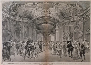 Ilustraciones para la ópera Le Maschere de Pietro Mascagni para la representación en el teatro alla Scala en Milán