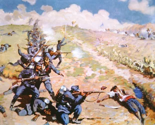 Austriacos atacando a las tropas montenegrinas