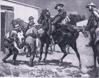 Intento de escape de Esaú, de Después de Pretoria: La Guerra de Guerrillas publicado por Harmsworth Bros Limited, 1901