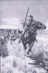 Escape de un explorador, de After Pretoria: The Guerilla War publicado por Harmsworth Bros Limited