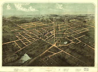 Vista aérea de la ciudad de Hillsdale, condado de Hillsdale, Mich. 1866. LOC 73693429