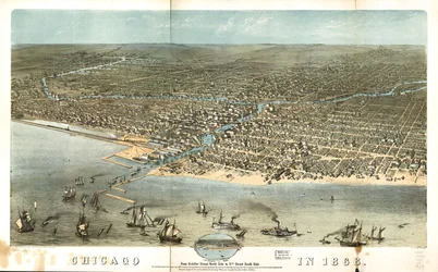 Chicago en 1868 desde la calle Schiller lado norte hasta la calle 12 lado sur. LOC 73693350
