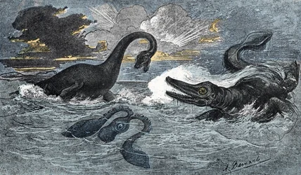 Plesiosaurio e ictiosaurio del Jurásico Inferior