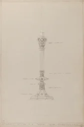Capilla de los niños: candelabro de plata propuesto, tamaño real