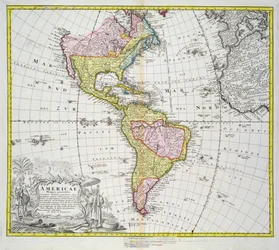 Mapa de las Américas, publicado por Homann, 1746
