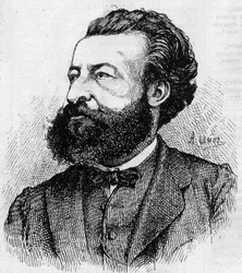 Retrato de Ulrich de Fonvielle (1833-1911), periodista y literato francés - Grabado por Lemot de 1870