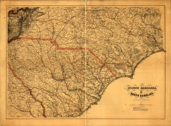 633,600. LC Civil War Maps (2ª ed.), 305a.4 Mapa general. Las autoridades utilizadas en la elaboración del mapa se enumeran debajo del título. Los nombres de los estados, las fronteras y los ferrocarriles están sobreimpresos en rojo. Descripción derivada d