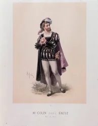 Monsieur Colin en el papel de Fausto, ópera de Charles Gounod (litografía