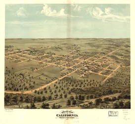 Vista aérea de California, condado de Moniteau, Misuri 1869. LOC 73693471