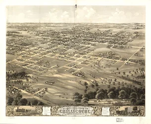 Vista de pájaro de la ciudad de Chillicothe, Livingston Co., Missouri 1869. LOC 73693472