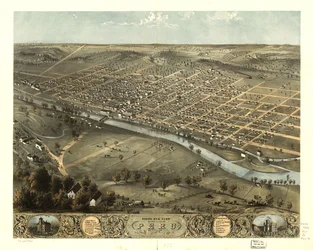 Vista aérea de la ciudad de Perú, Condado de Miami, Indiana 1868. LOC 73693386