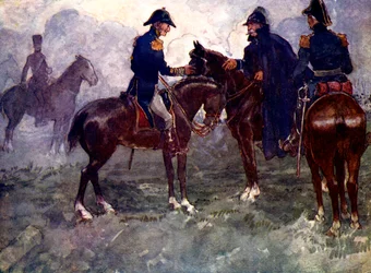 No fue hasta después de la batalla que Blucher y Wellington se encontraron, 1815, 1905