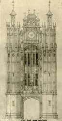Dibujo arquitectónico: fachada oeste de la casa de la puerta interior, 1833-1834, 1906