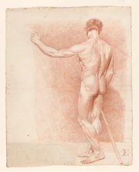Desnudo masculino de pie, visto desde atrás