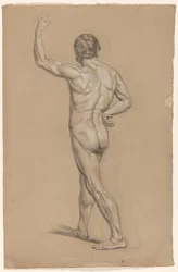 Desnudo masculino de pie, visto desde atrás