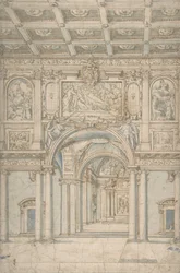 Estudio del interior de Santa Maria Maggiore en Roma, 1621-46