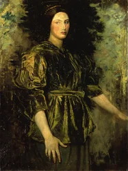 Mujer en Terciopelo Verde, 1918
