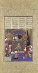 Zal expone los misterios de los magos, Folio 87v del Shahnama Libro de los Reyes..., c. 1525