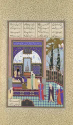 Siyavush acusado por Sudaba ante Kai Kavus, Folio 163v