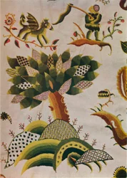(detalle) de cortina de cama de trabajo crewel inglés, c1680
