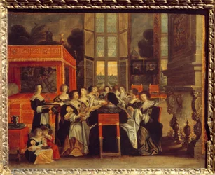Conversación de damas en ausencia de sus maridos: Cena
