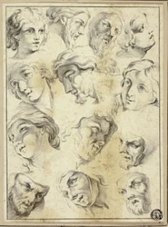 13 Bocetos de rostros diversos