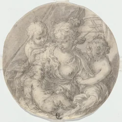 La Madonna con el Niño Jesús, con el infante Juan el Bautista y otro niño (Caritas)