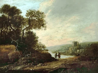 Paisaje con ruinas de castillo