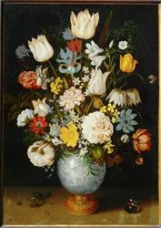 Ramo de flores (óleo sobre madera de caoba )